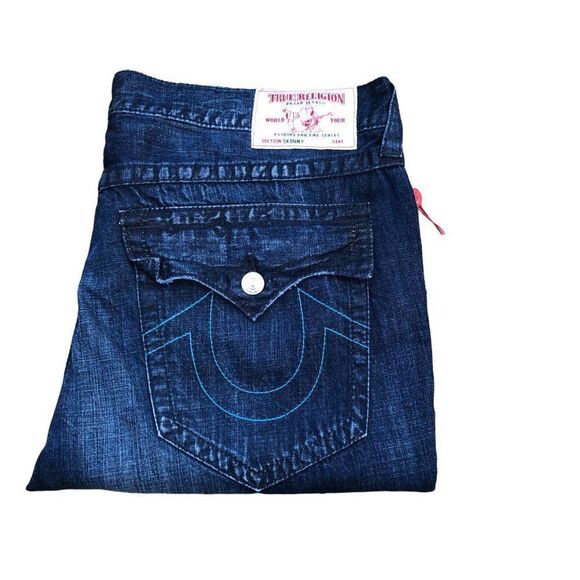 Brand New True Religion Jeans Size 40 SKINNY Blue - Picture 4 of 10